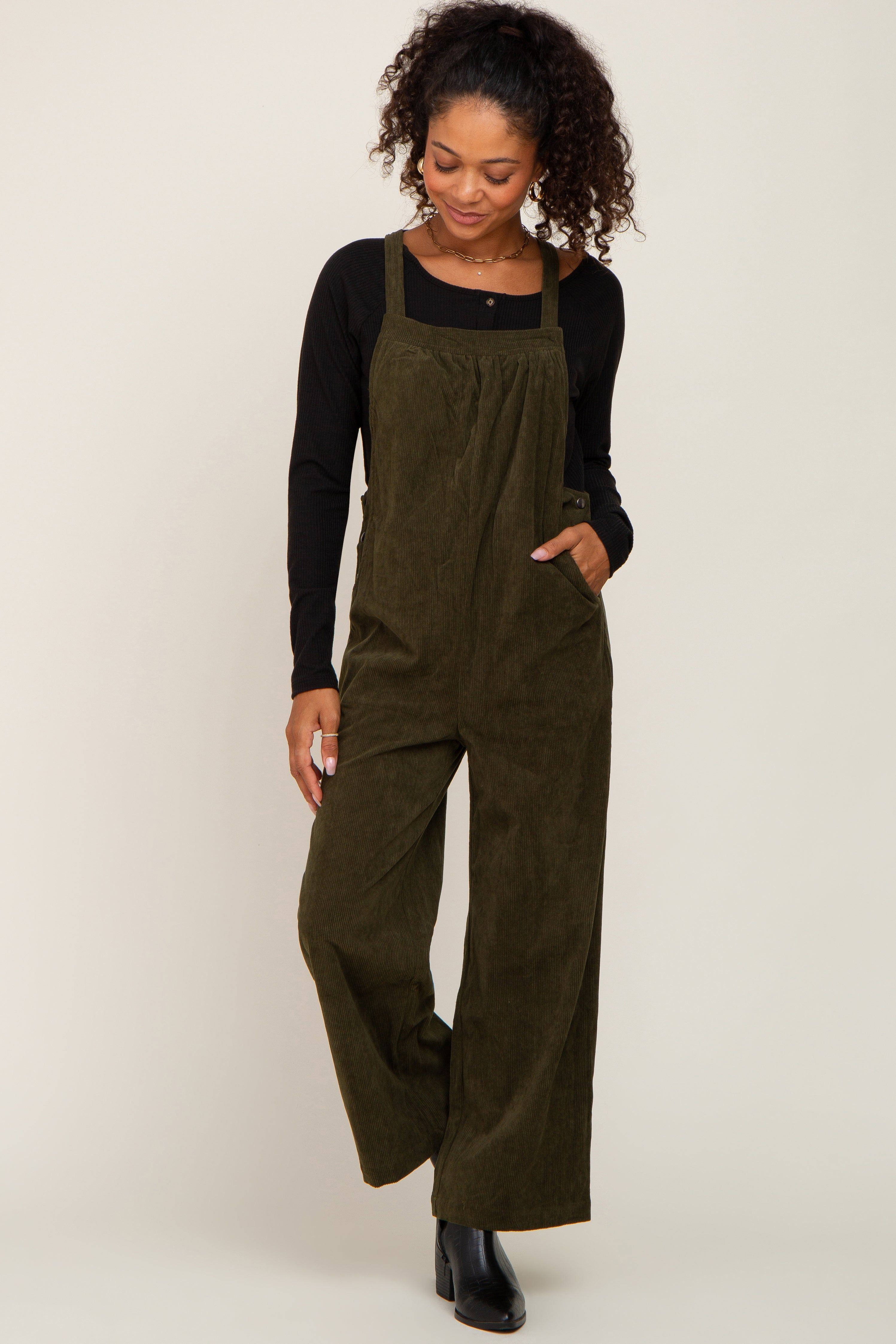 Olive Corduroy Overalls sold by Pinkblush product image thumbnail 4
