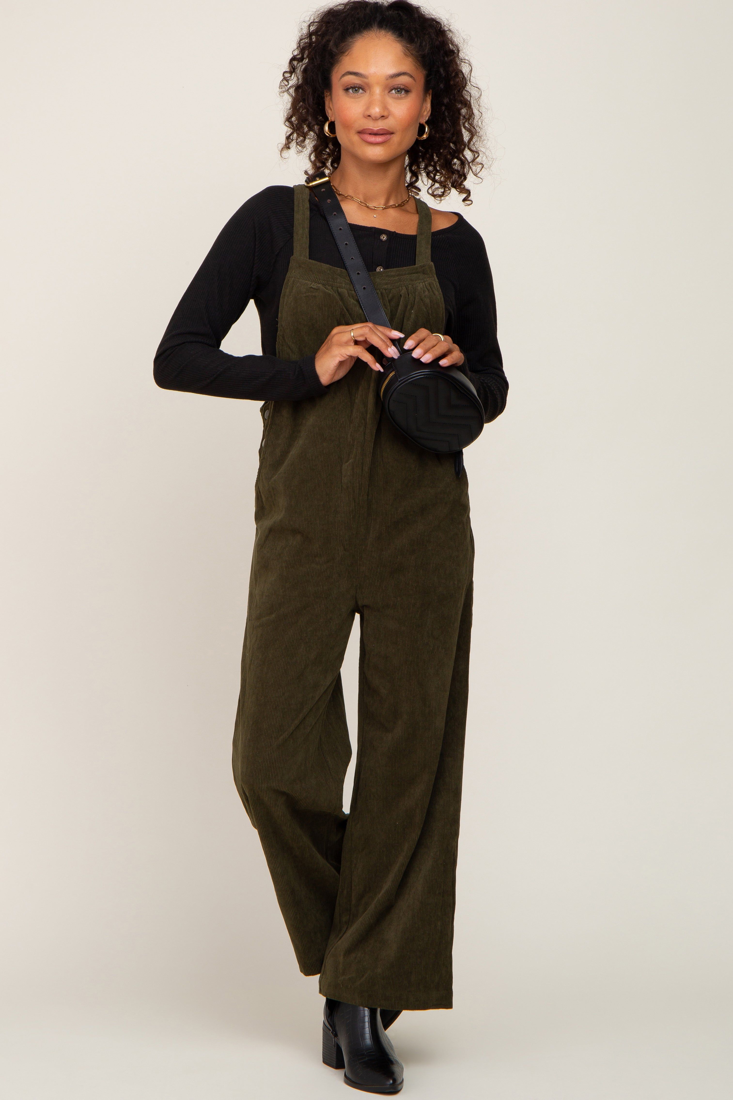 Olive Corduroy Overalls sold by Pinkblush