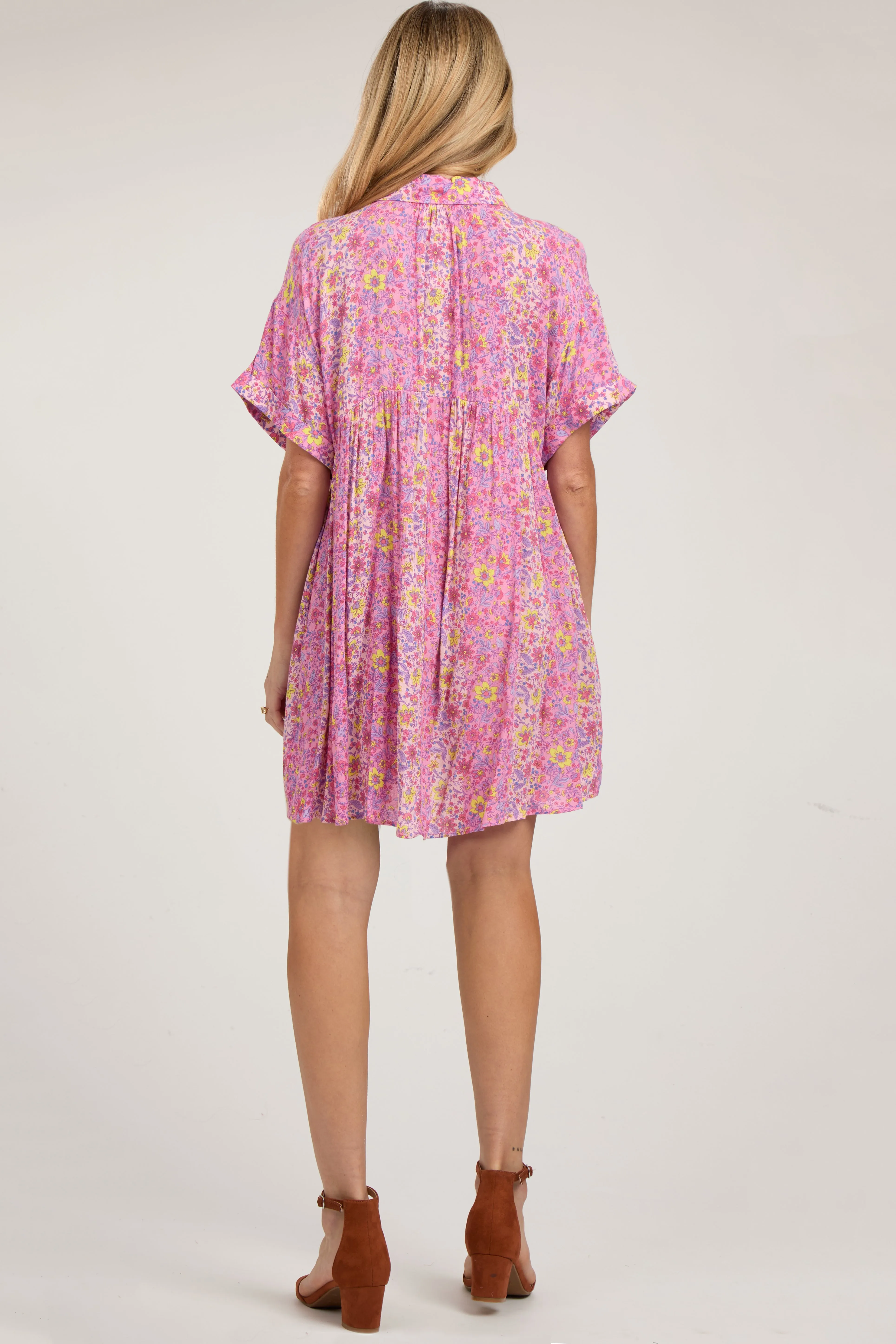 Pink Floral Button Down Maternity Dress sold by Pinkblush product image thumbnail 4