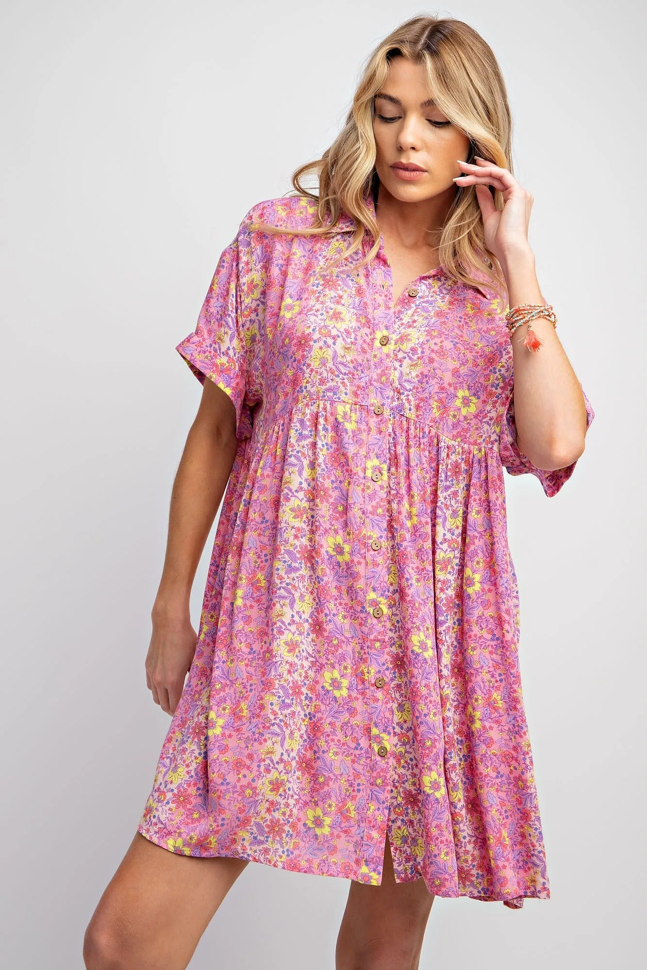 Pink Floral Button Down Maternity Dress sold by Pinkblush product image thumbnail 5
