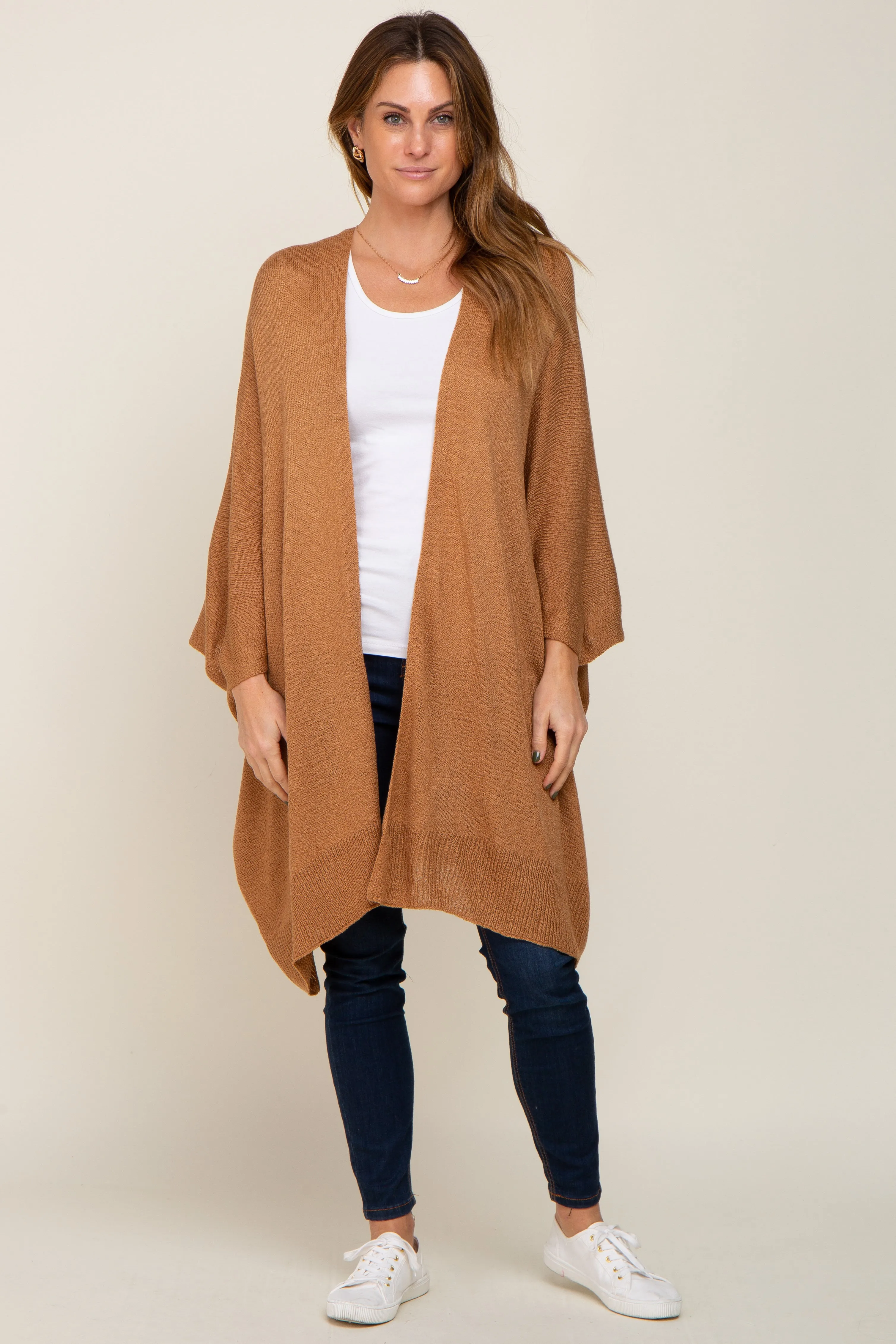 Camel Knit Open Front Cardigan sold by Pinkblush product image thumbnail 4