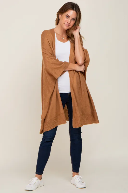 Camel Knit Open Front Cardigan sold by Pinkblush
