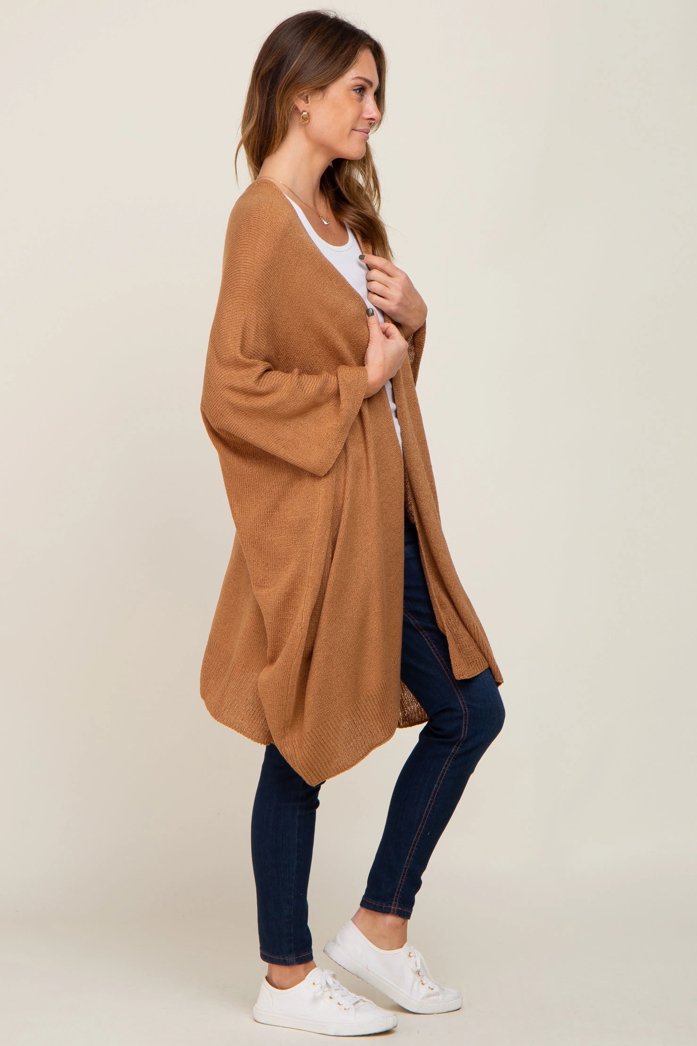 Camel Knit Open Front Cardigan sold by Pinkblush product image thumbnail 2