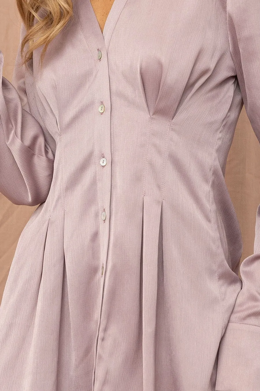 Ash Lilac Satin Shirt Dress sold by Pinkblush product image thumbnail 5