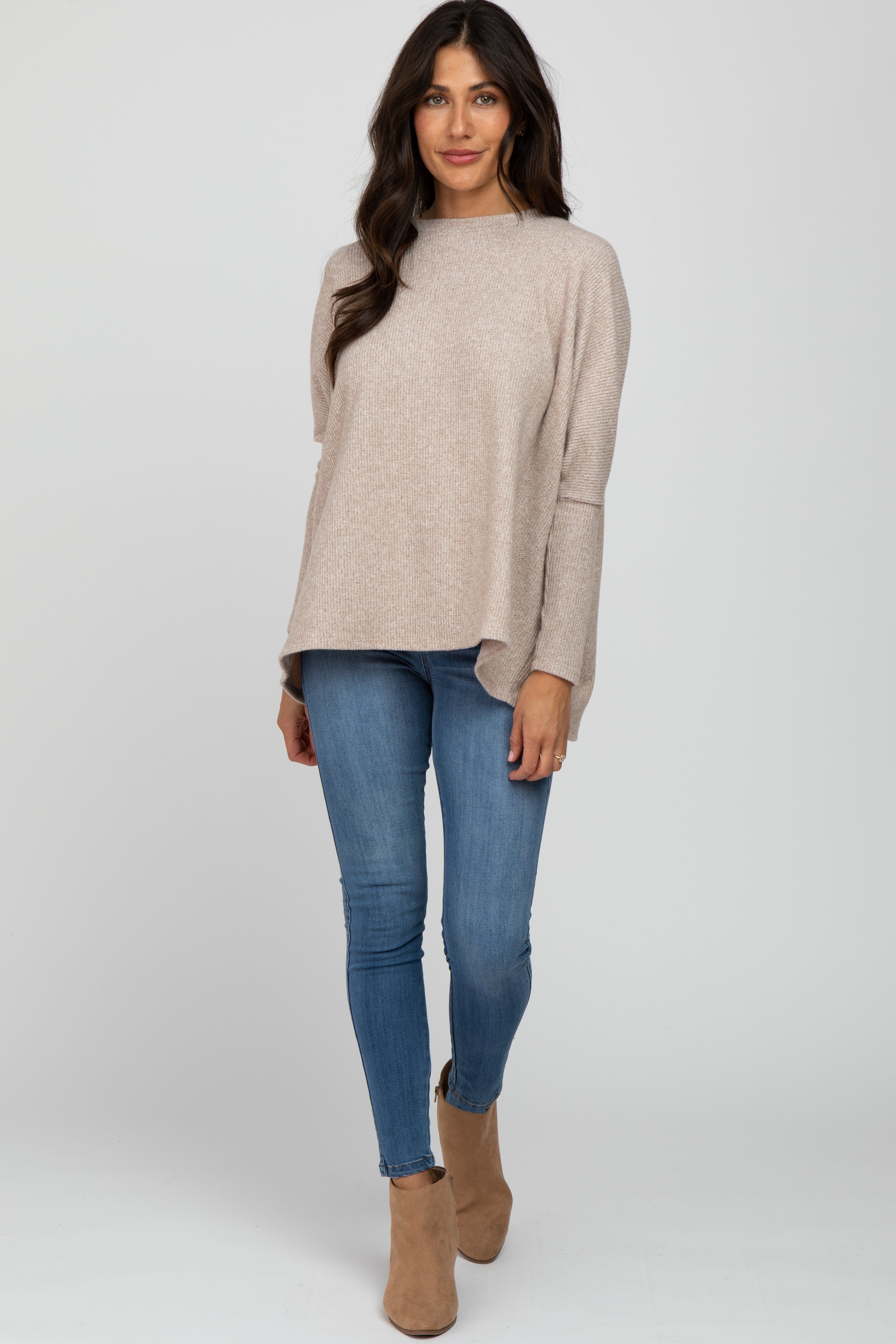 Beige Dolman Sleeve Soft Knit Top sold by Pinkblush product image thumbnail 4