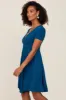 Teal Pleated Maternity/Nursing Dress sold by Pinkblush