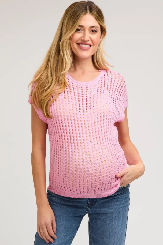 Pink Open Knit Maternity Top sold by Pinkblush