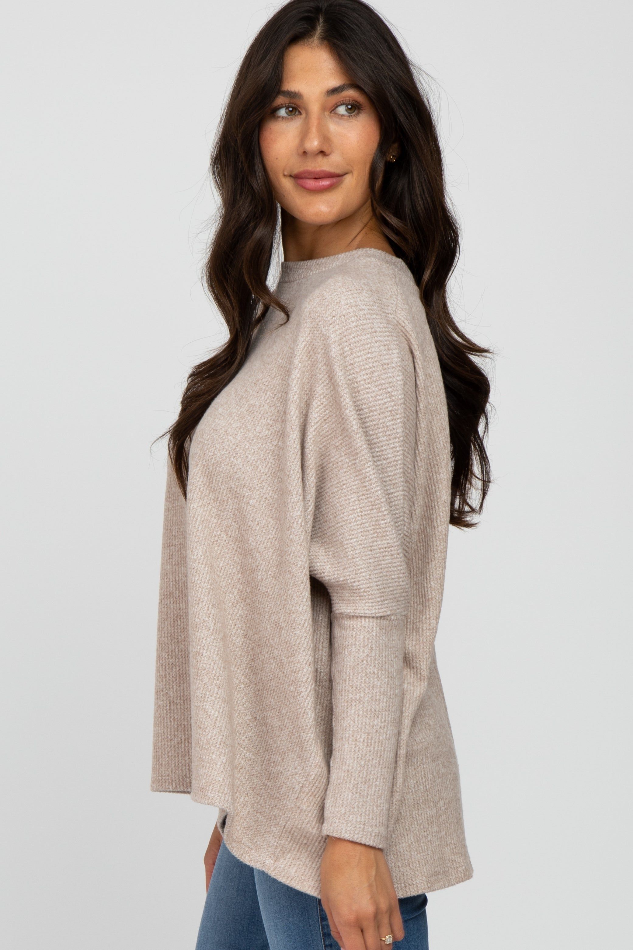 Beige Dolman Sleeve Soft Knit Top sold by Pinkblush product image thumbnail 2