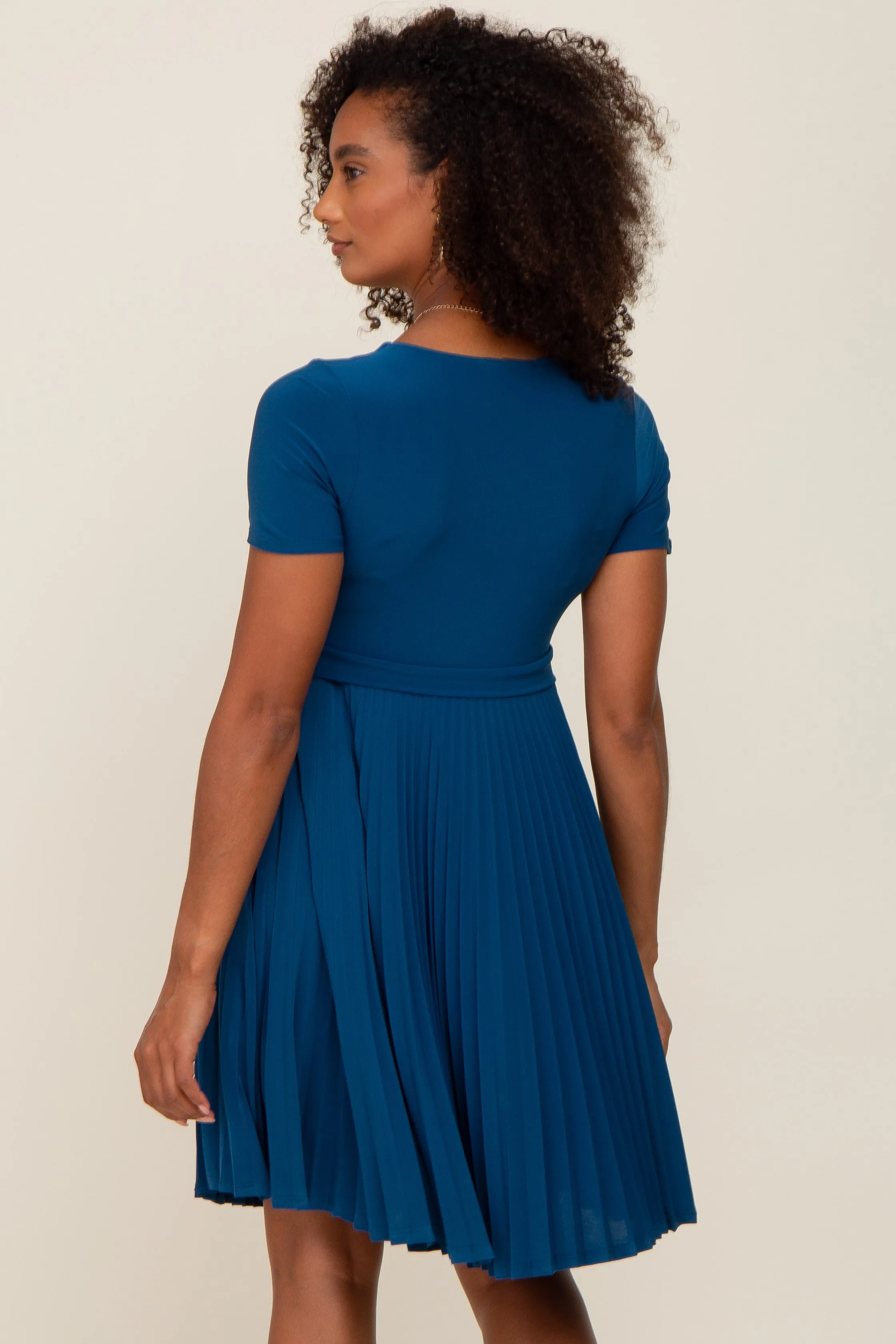 Teal Pleated Maternity/Nursing Dress sold by Pinkblush product image thumbnail 3