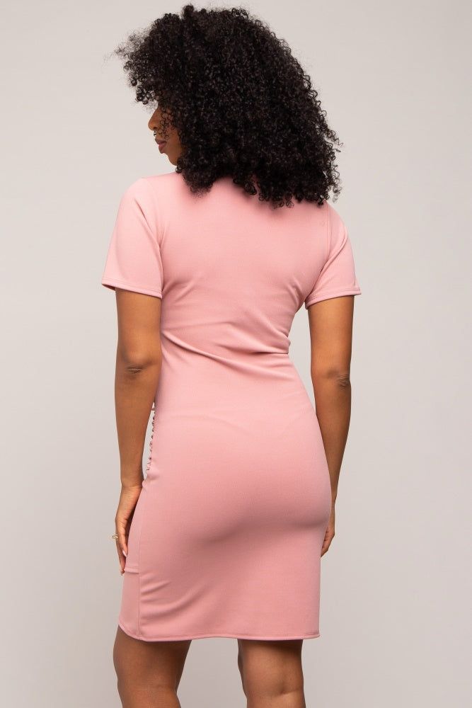 Mauve Ruched Wrap Tulip Hem Fitted Dress sold by Pinkblush product image thumbnail 5