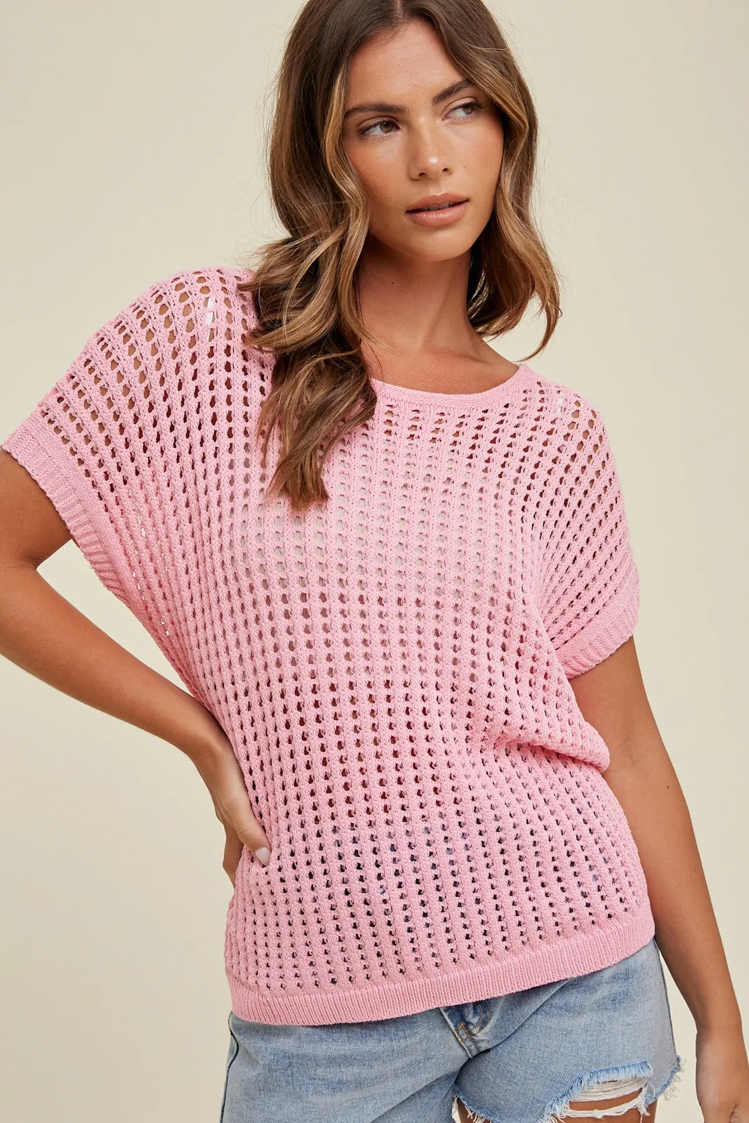 Pink Open Knit Maternity Top sold by Pinkblush product image thumbnail 5