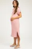 Light Pink Ribbed Short Sleeve Maternity Midi Dress sold by Pinkblush