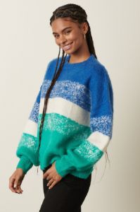 Blue Combo Gradation Round Neck Sweater sold by Pinkblush