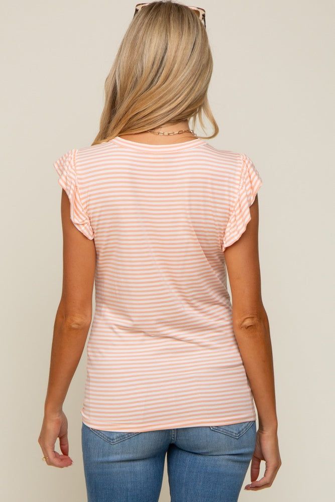 Coral Striped Flutter Sleeve Maternity Top sold by Pinkblush product image thumbnail 3