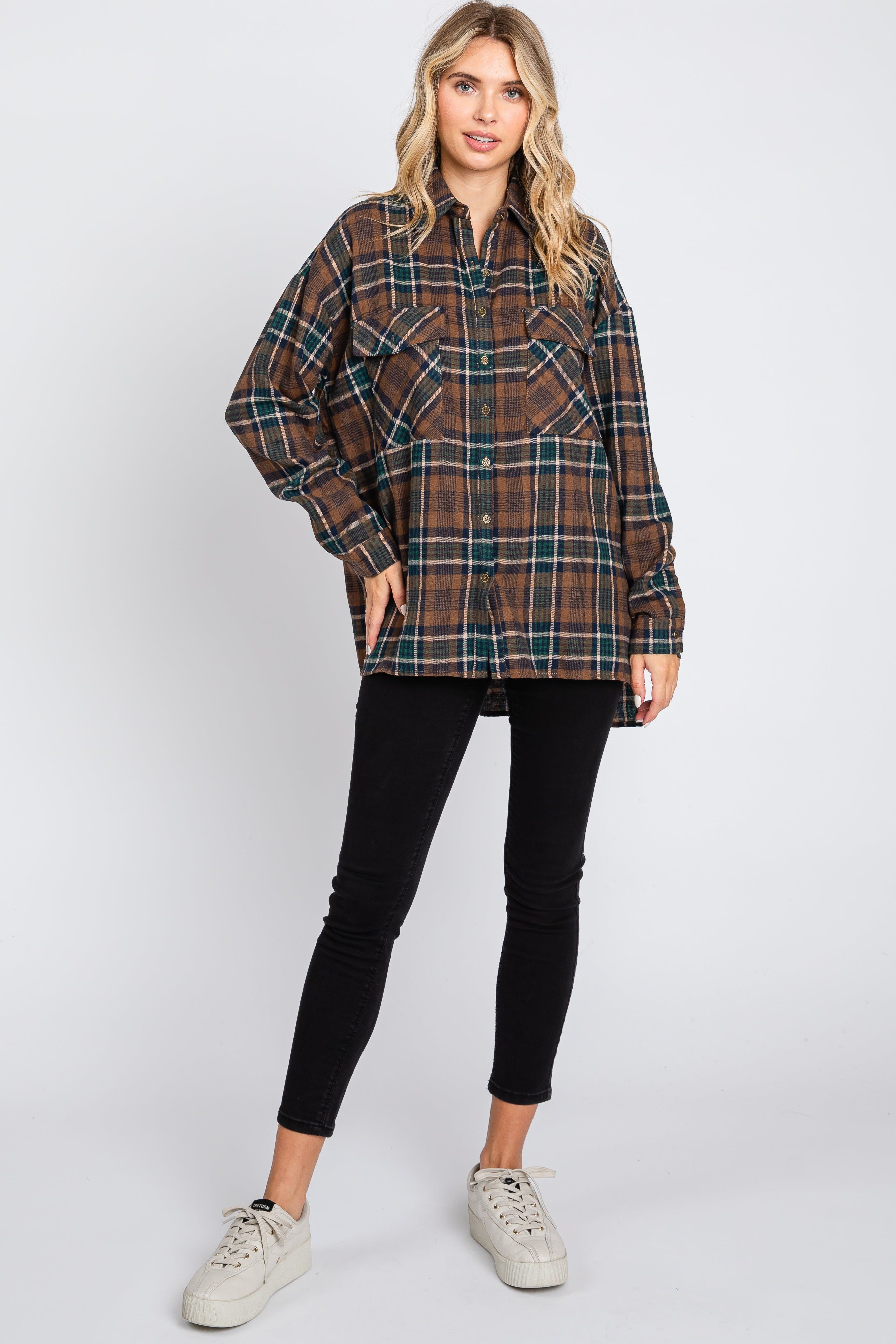 Mocha Plaid Maternity Flannel Top sold by Pinkblush product image thumbnail 5