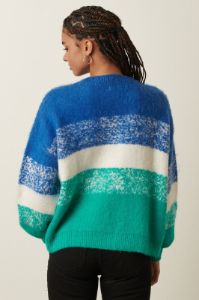 Blue Combo Gradation Round Neck Sweater sold by Pinkblush