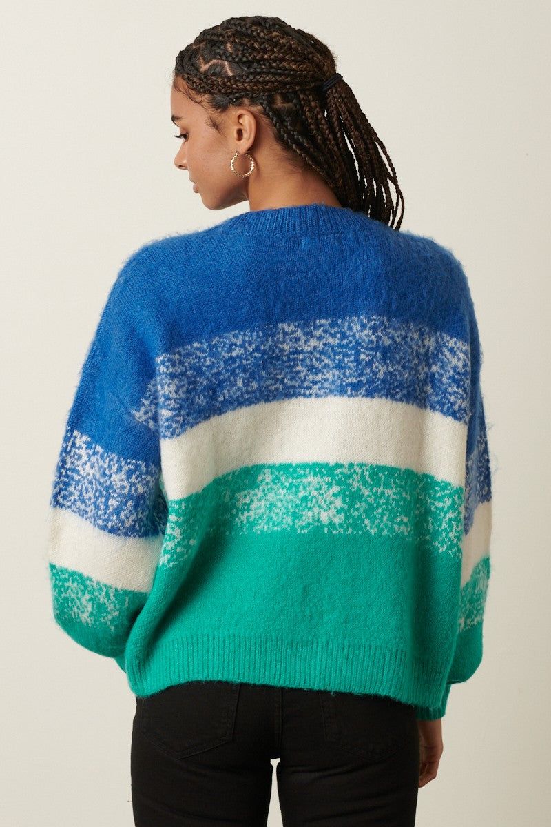 Blue Combo Gradation Round Neck Sweater sold by Pinkblush product image thumbnail 3