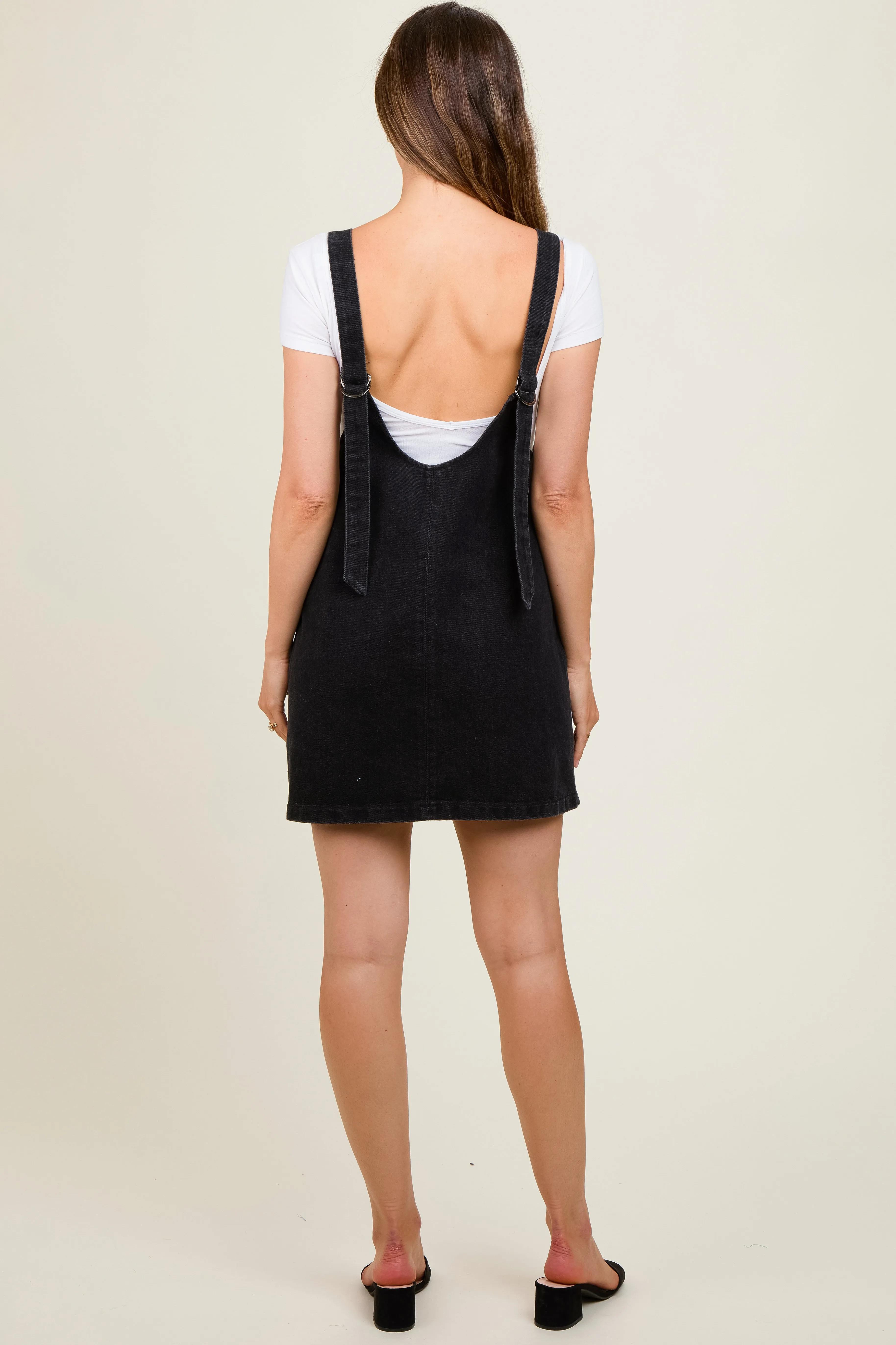 Black Denim Side Pocket Overall Maternity Dress sold by Pinkblush product image thumbnail 5