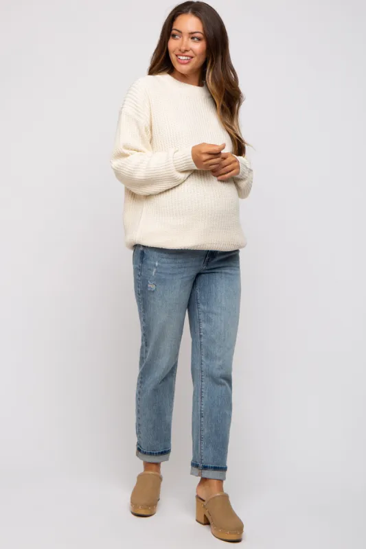Ivory Basic Chunky Knit Maternity Sweater sold by Pinkblush