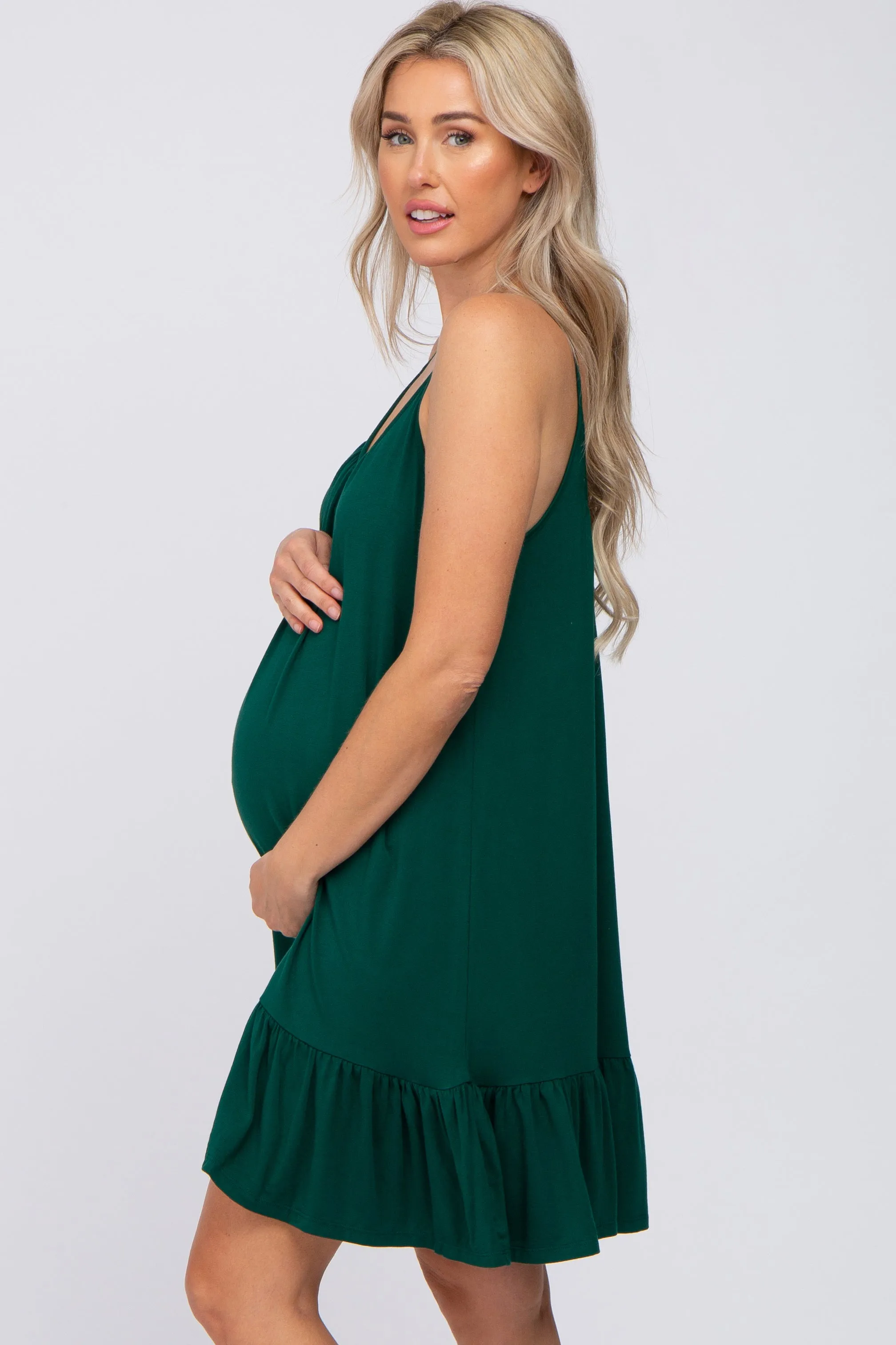 Green Ruffle Hem Maternity Swing Dress sold by Pinkblush product image thumbnail 3