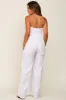 White Strapless Front Twist Maternity Jumpsuit sold by Pinkblush
