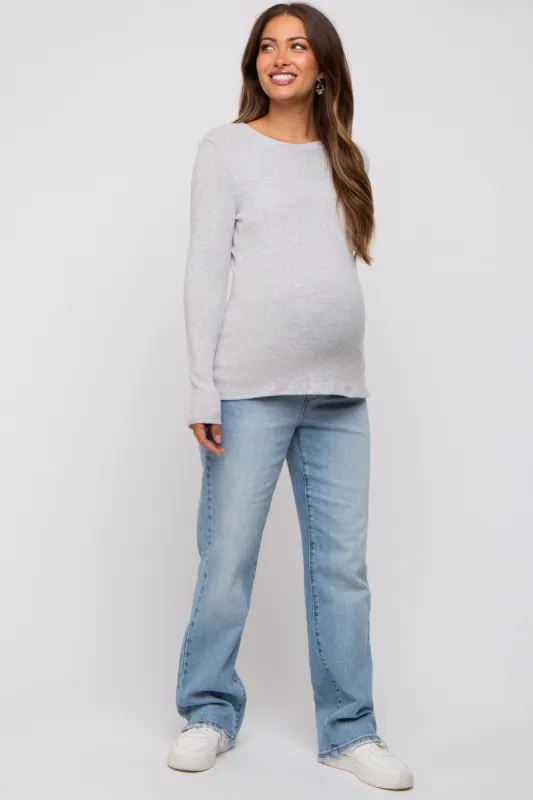 Heather Grey Soft Brushed Maternity Long Sleeve Top sold by Pinkblush