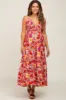 Red Floral Open Back Maternity Maxi Dress sold by Pinkblush