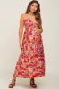 Red Floral Open Back Maternity Maxi Dress sold by Pinkblush