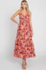 Red Floral Open Back Maternity Maxi Dress sold by Pinkblush