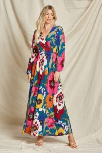 Teal Ruffle Accent Maxi Dress sold by Pinkblush