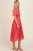 Red Floral Pleated Midi Dress sold by Pinkblush