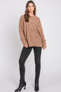 Mocha Knit Exposed Seam Sweater sold by Pinkblush