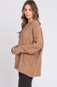 Mocha Knit Exposed Seam Sweater sold by Pinkblush
