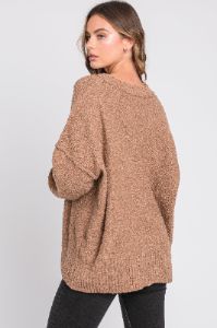 Mocha Knit Exposed Seam Sweater sold by Pinkblush