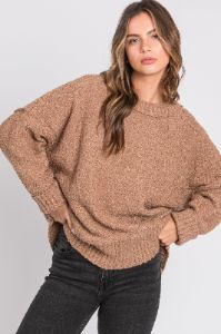 Mocha Knit Exposed Seam Sweater sold by Pinkblush