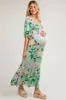 Light Green Floral Front Button Maternity Maxi Dress sold by Pinkblush