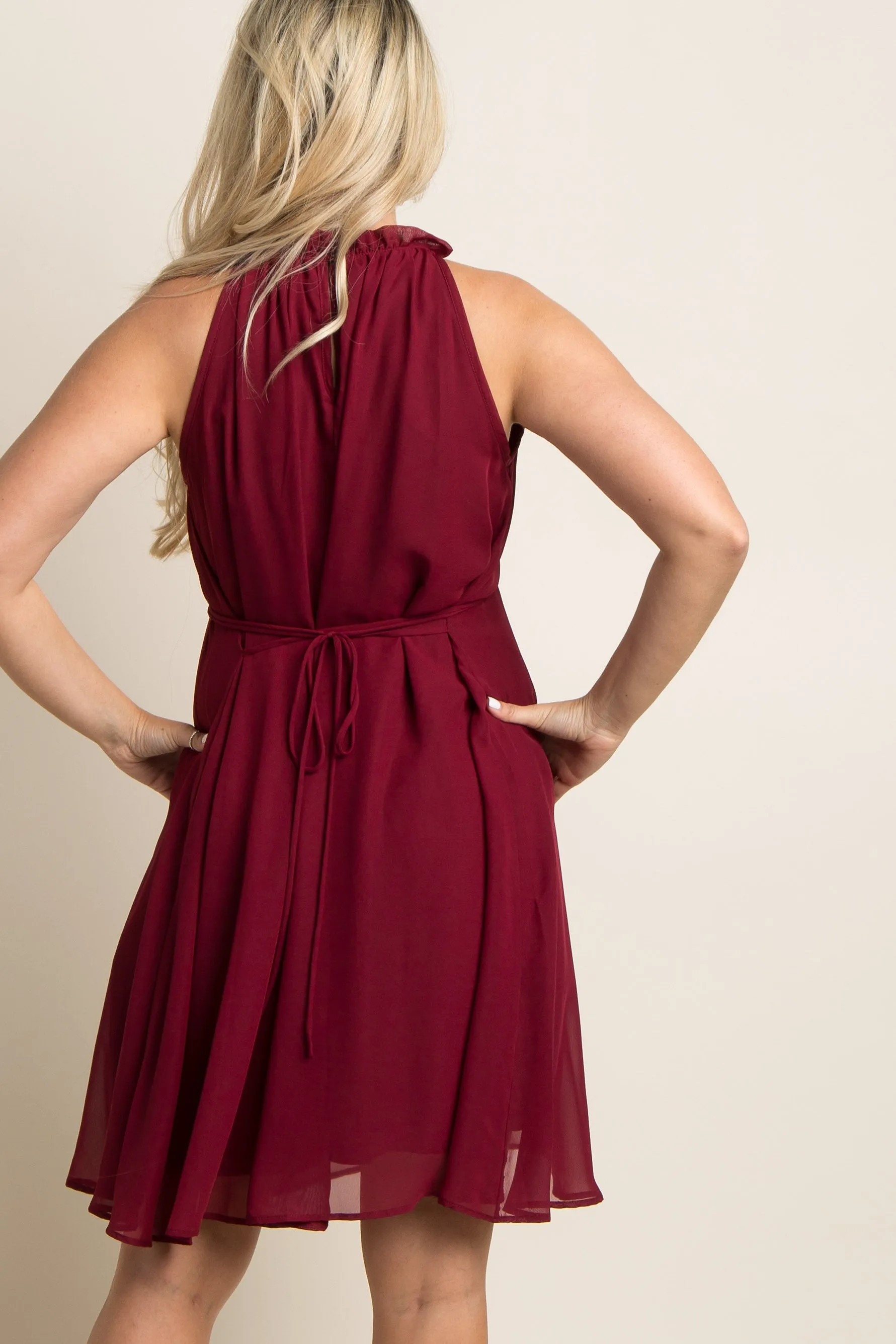 Burgundy Chiffon High Neck Maternity Dress sold by Pinkblush product image thumbnail 4