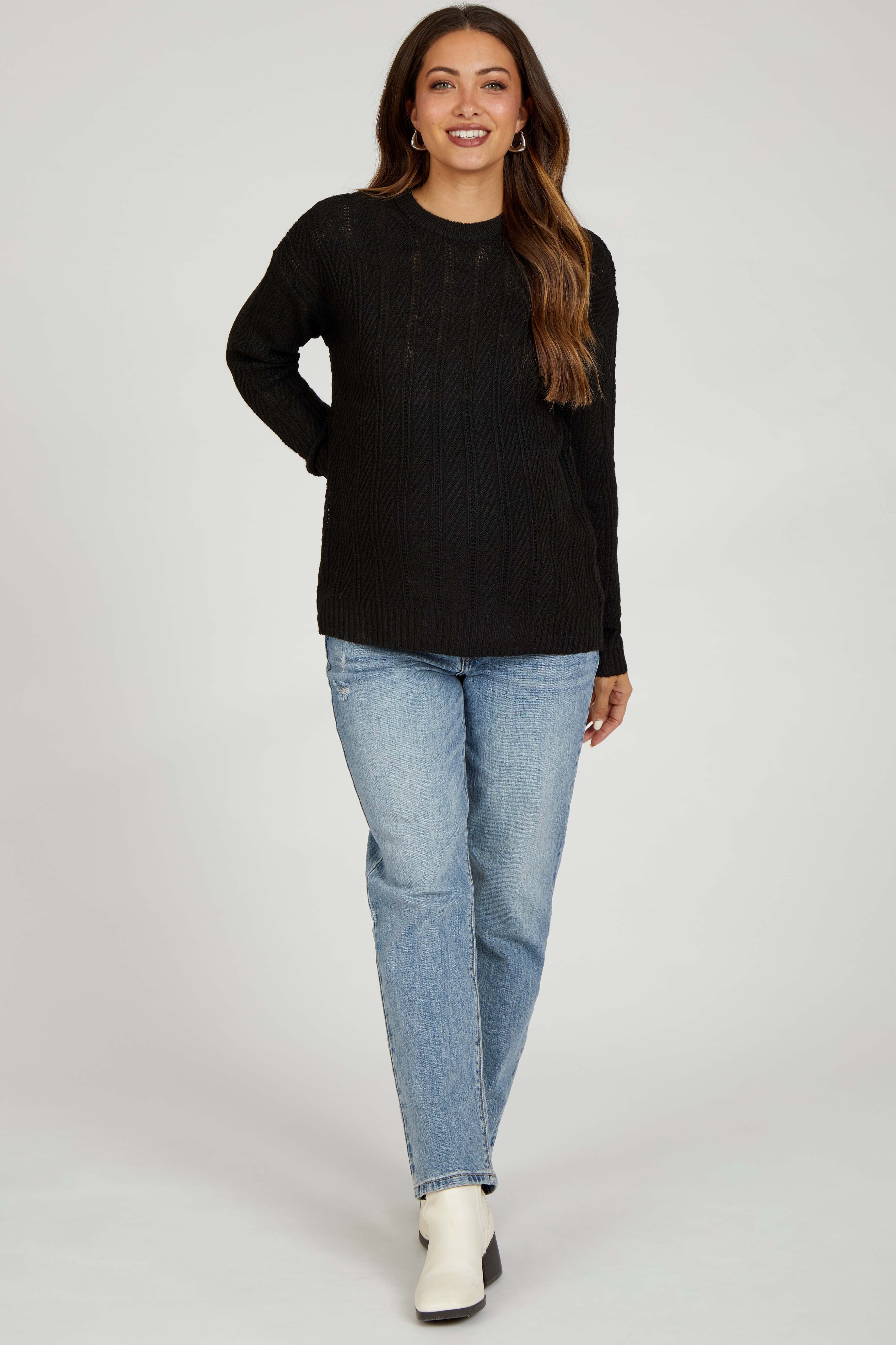 Black Pattern Knit Maternity Sweater sold by Pinkblush product image thumbnail 4