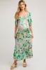 Light Green Floral Front Button Maternity Maxi Dress sold by Pinkblush