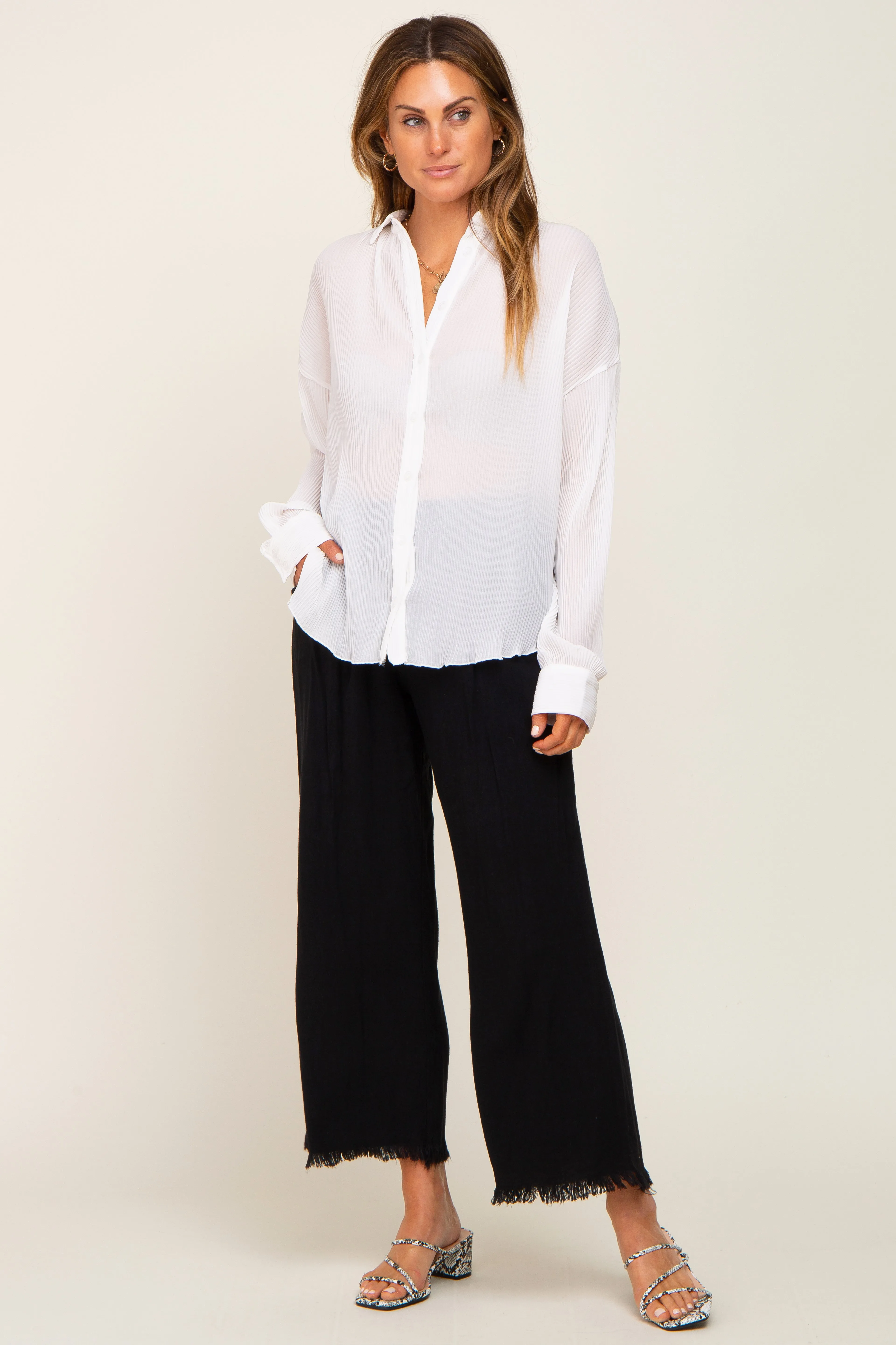 Ivory Plisse Chiffon Blouse sold by Pinkblush product image thumbnail 4