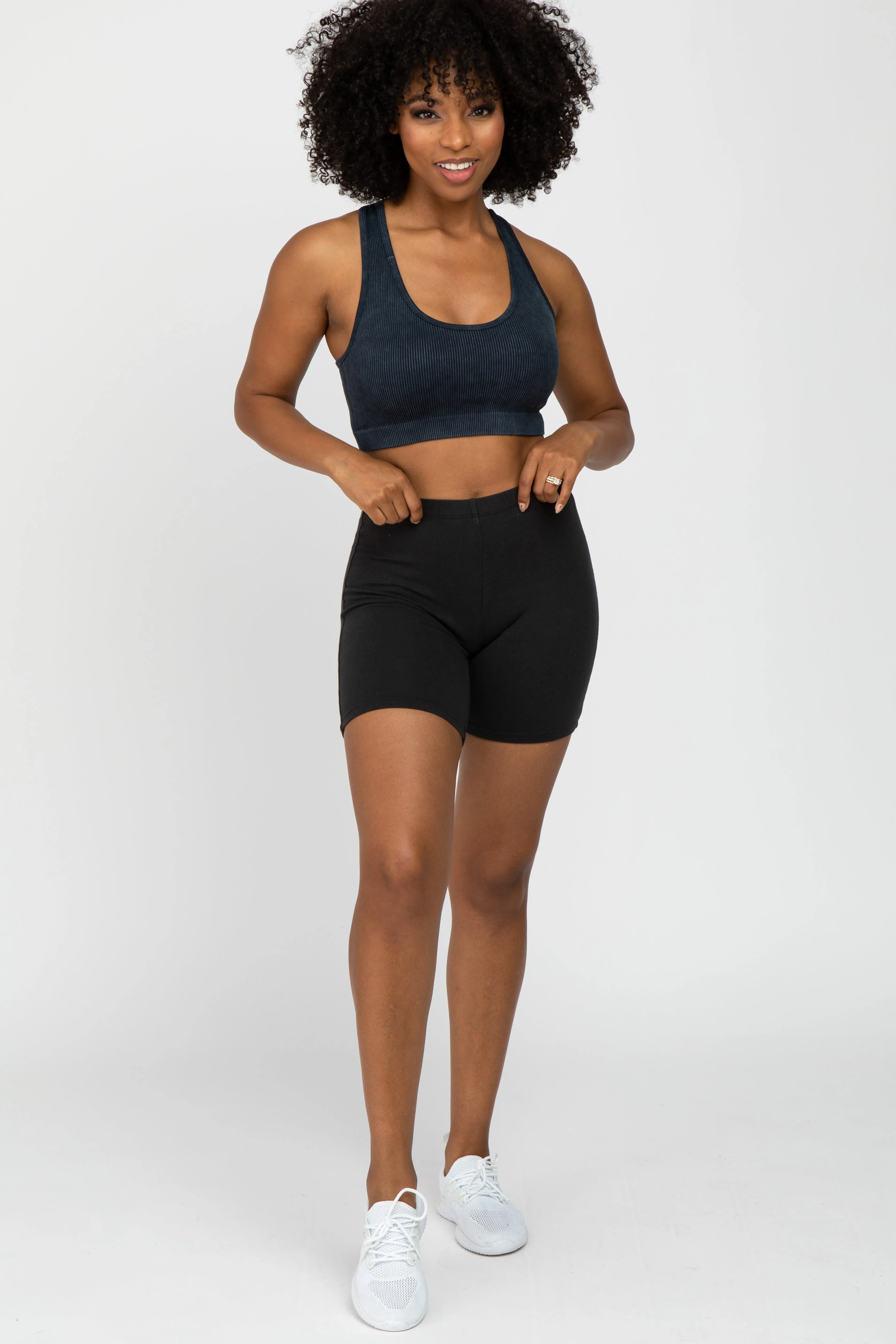 Black Ribbed Racerback Sports Bra sold by Pinkblush product image thumbnail 2