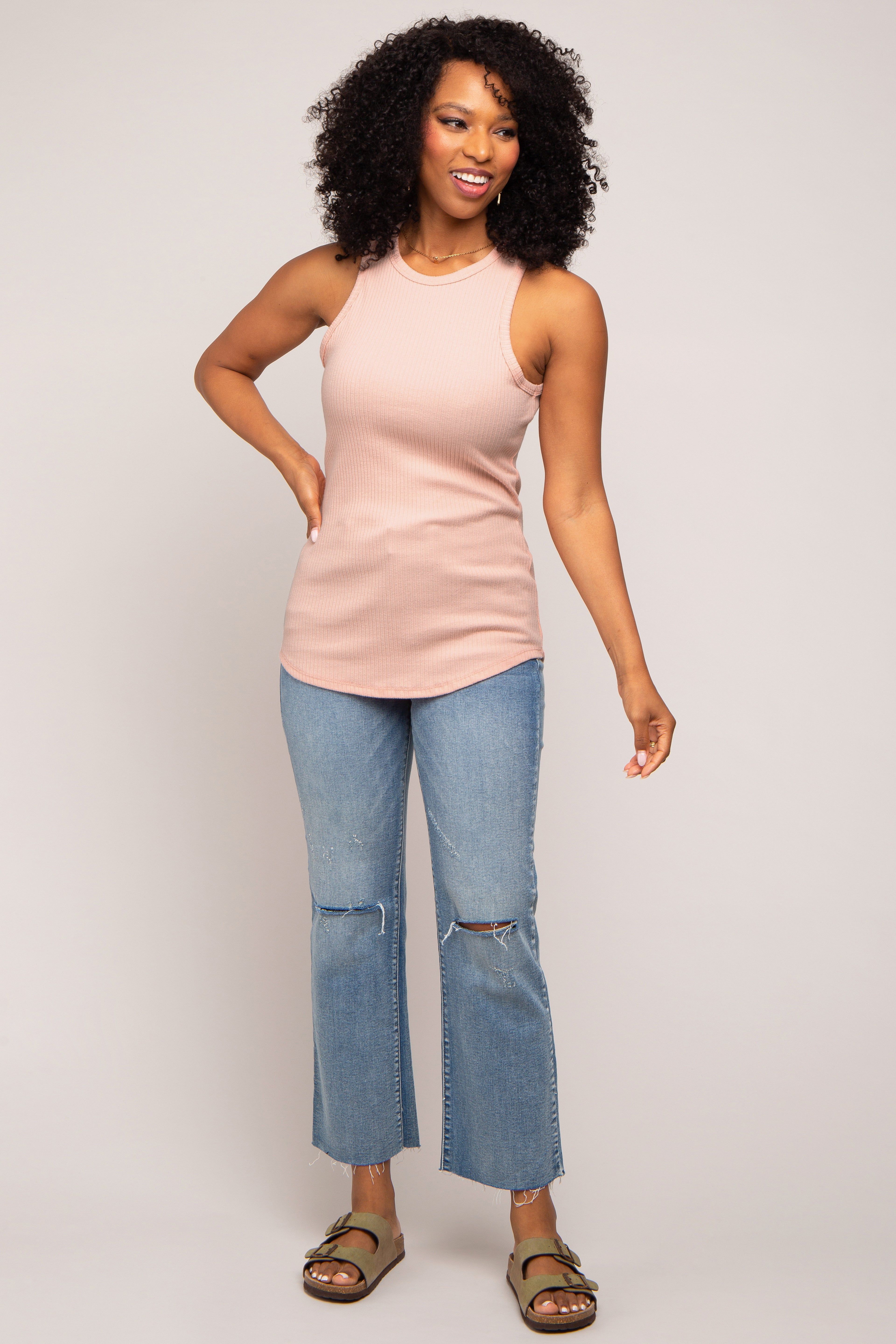Peach Ribbed Basic Tank Top sold by Pinkblush product image thumbnail 4
