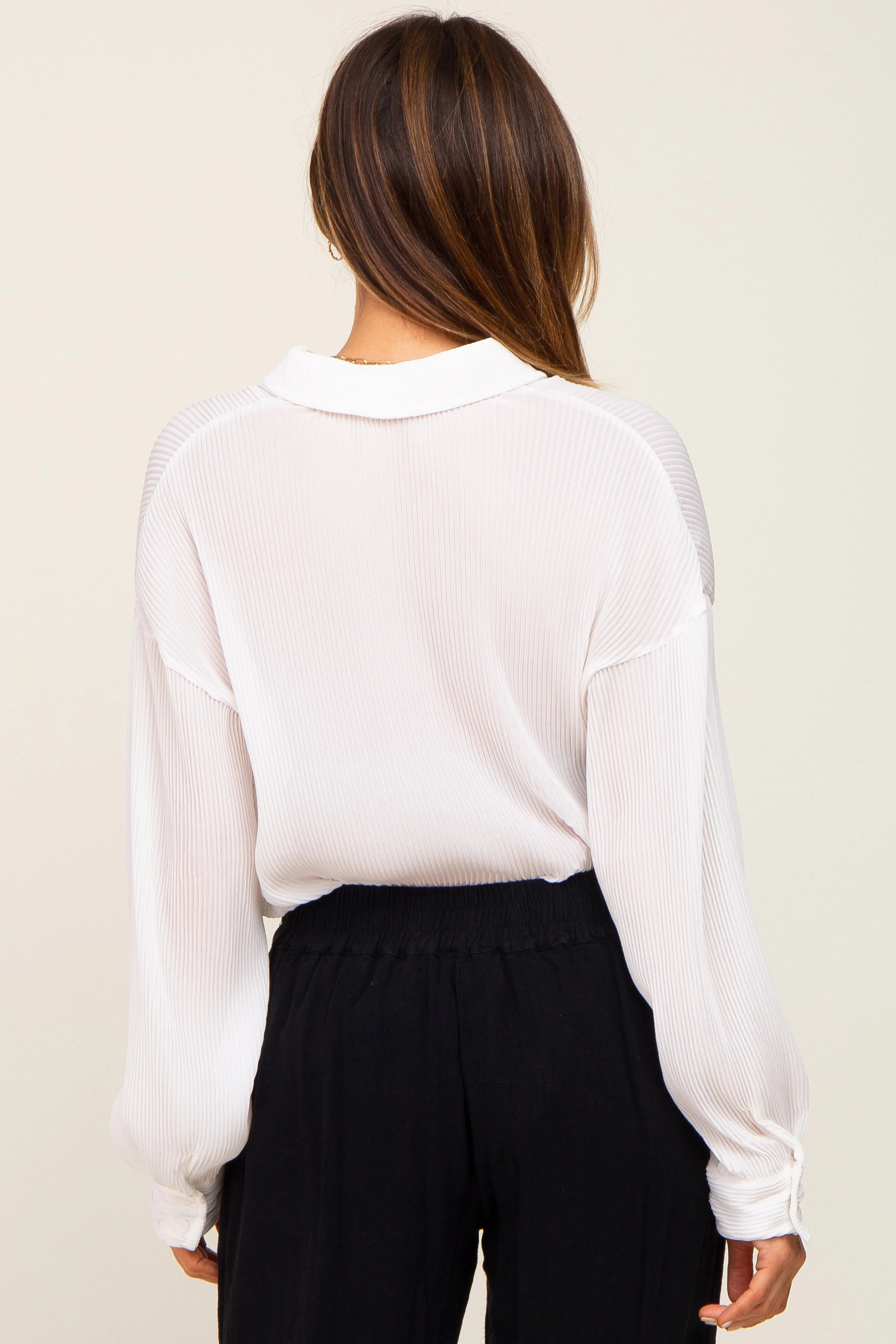 Ivory Plisse Chiffon Blouse sold by Pinkblush product image thumbnail 3