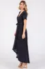 Navy Blue Wrap Front V-Neck Hi-Low Midi Dress sold by Pinkblush