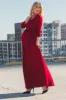 PinkBlush Burgundy Draped 3/4 Sleeve Maternity Maxi Dress sold by Pinkblush