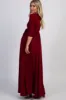 PinkBlush Burgundy Draped 3/4 Sleeve Maternity Maxi Dress sold by Pinkblush