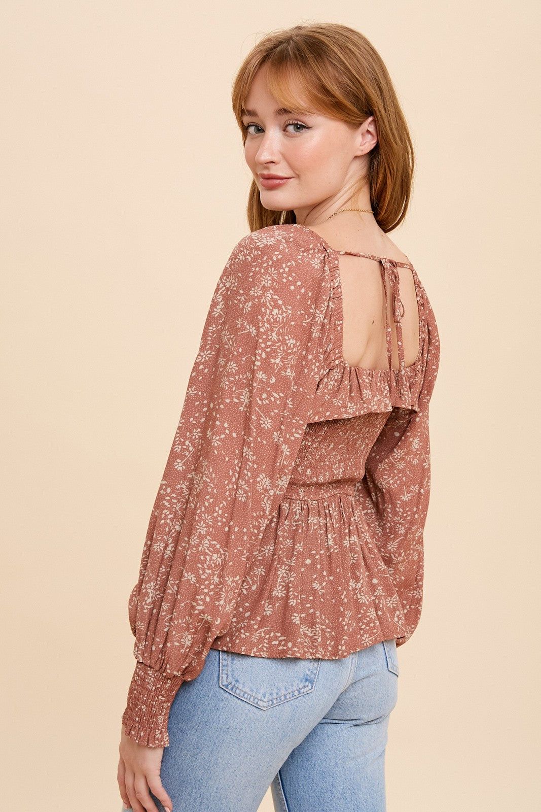 Rust Smocked Ruffled Top sold by Pinkblush product image thumbnail 3