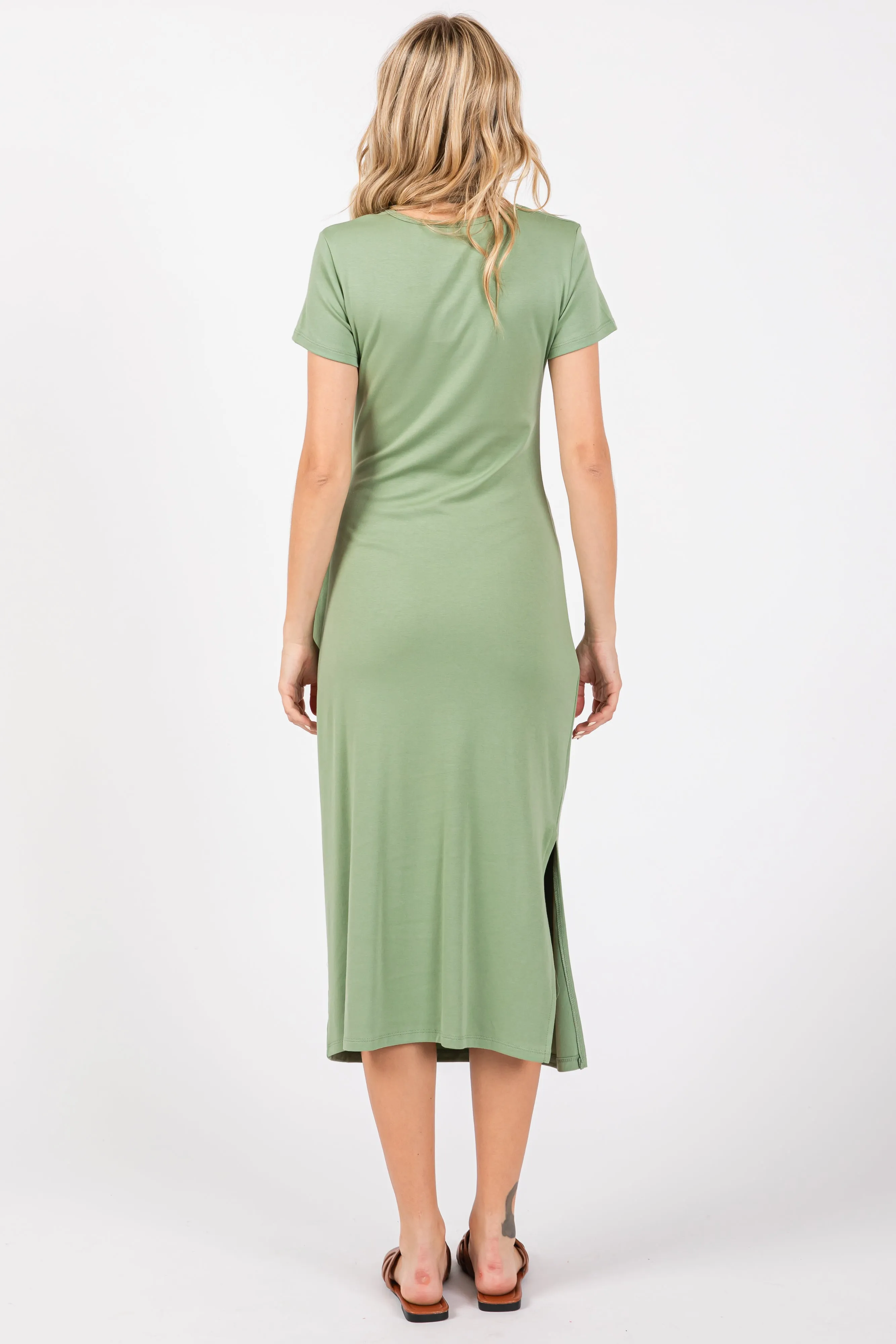Light Green Side Tie Midi Dress sold by Pinkblush product image thumbnail 3