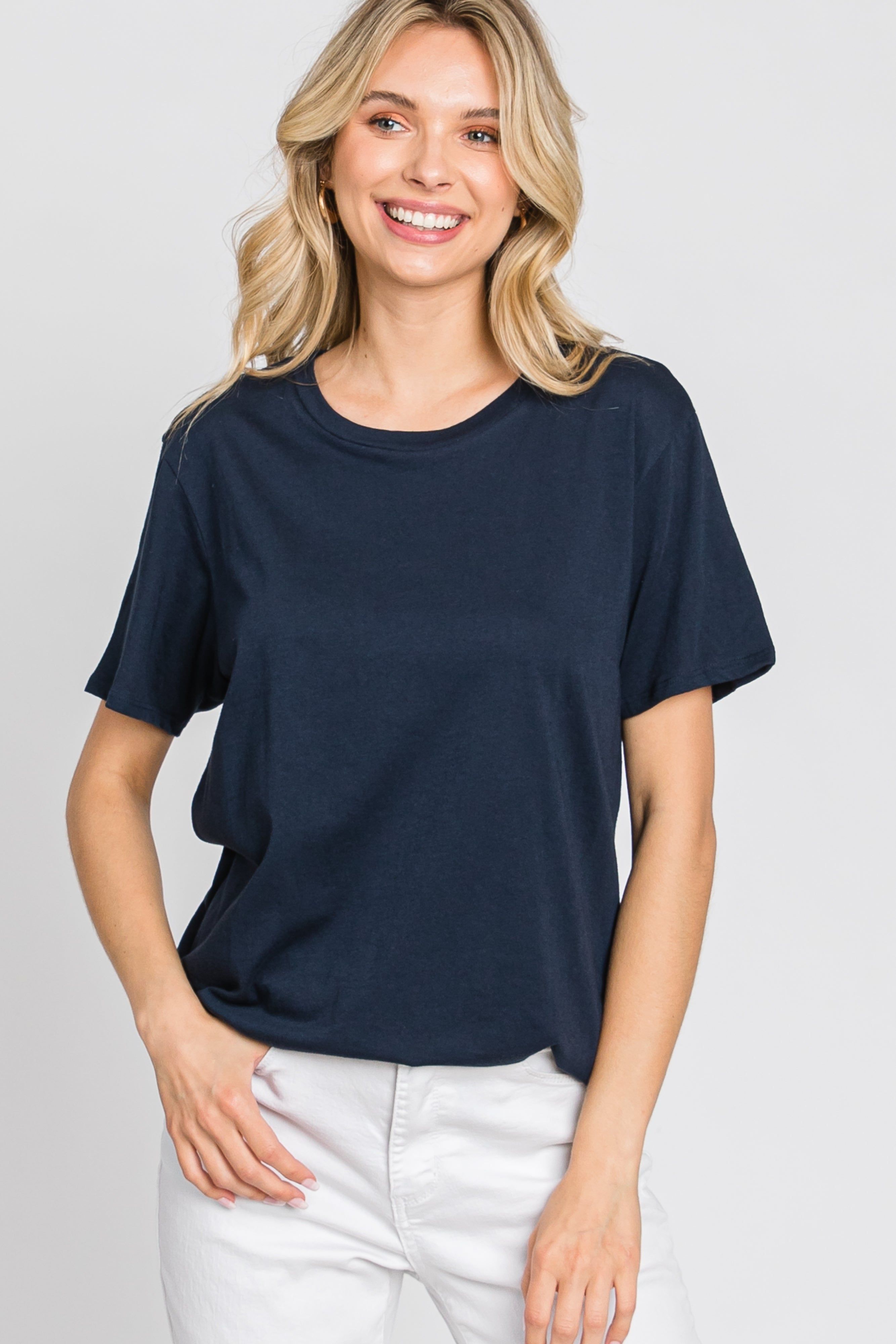 Navy Oversized Short Sleeve Top sold by Pinkblush product image thumbnail 10