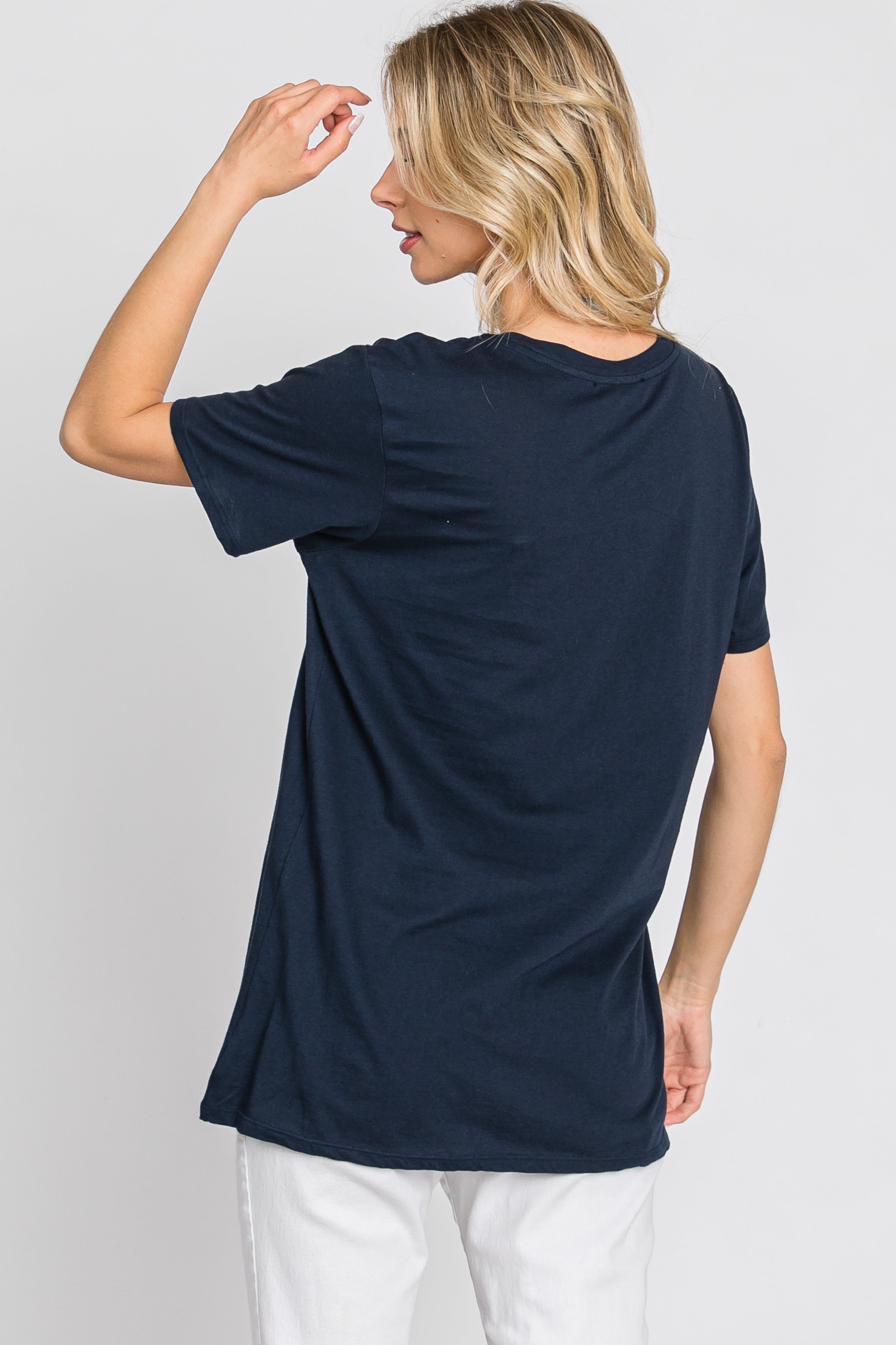 Navy Oversized Short Sleeve Top sold by Pinkblush product image thumbnail 7